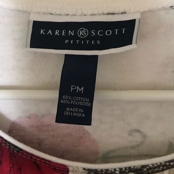 Karen Scott Floral Print Long Sleeve Top - Picture 2 of 3